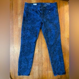 Gap blue denim with black floral print